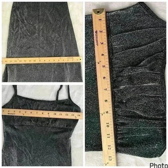 Vintage 90s Romantic Goth Metallic Semi Sheer Dress Size 3 - Picture 5 of 5